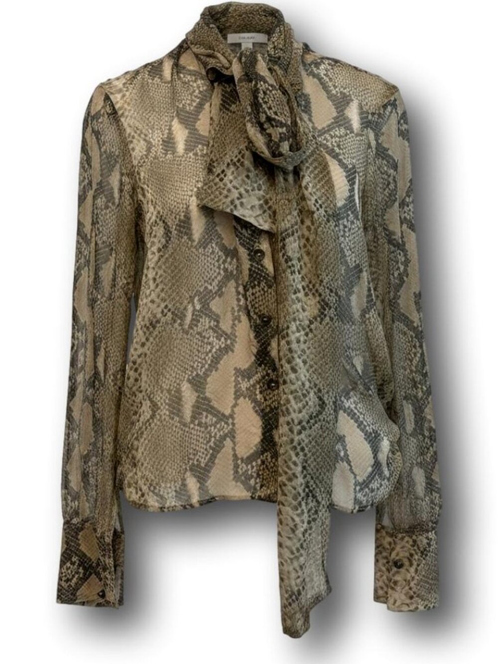 Stella McCartney Snake Print  Tie Neck Silk Blouse 36 Small Office